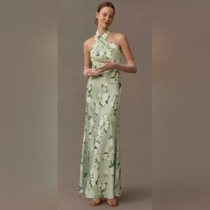 BHLDN Ruby Twist Green Floral Maxi Dress